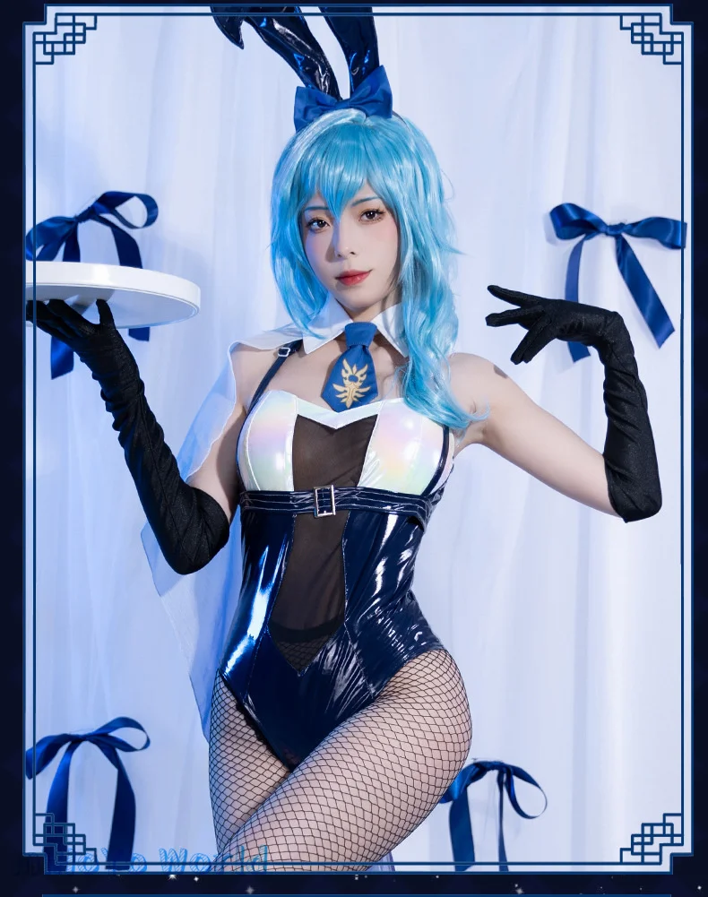 

MiHoYo Game Genshin Impact Eula Косплей сексуальный костюм кролика кожаный костюм Eula Bunny искусственный комикс с фотографией