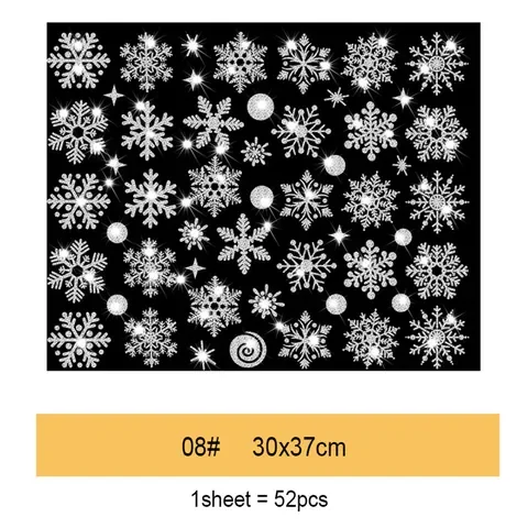 

2021 Glitter effect snowflake electrostatic Sticker Christmas Window Wall Stickers Kids room home decoration New Year wallpaper