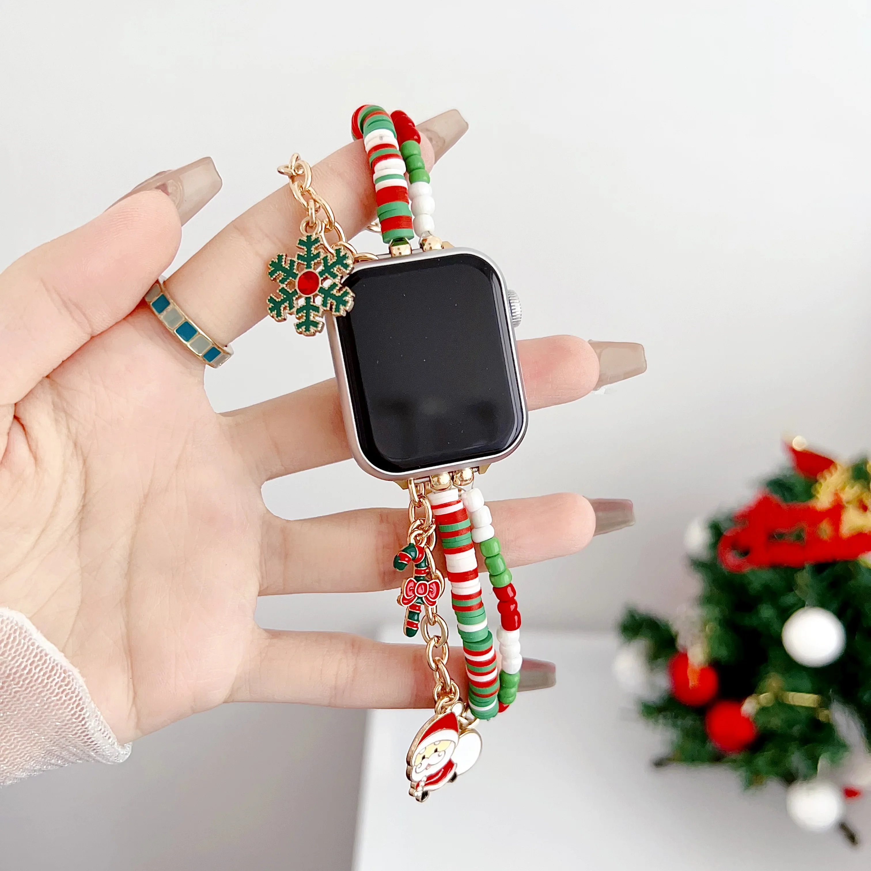 Festive Stainless Steel Holiday Watch Bracelet