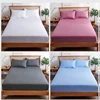 Cotton Fitted Sheet with Elastic Bands Non Slip Adjustable Mattress Covers for Single Double King Queen Bed,140/160/200cm 4