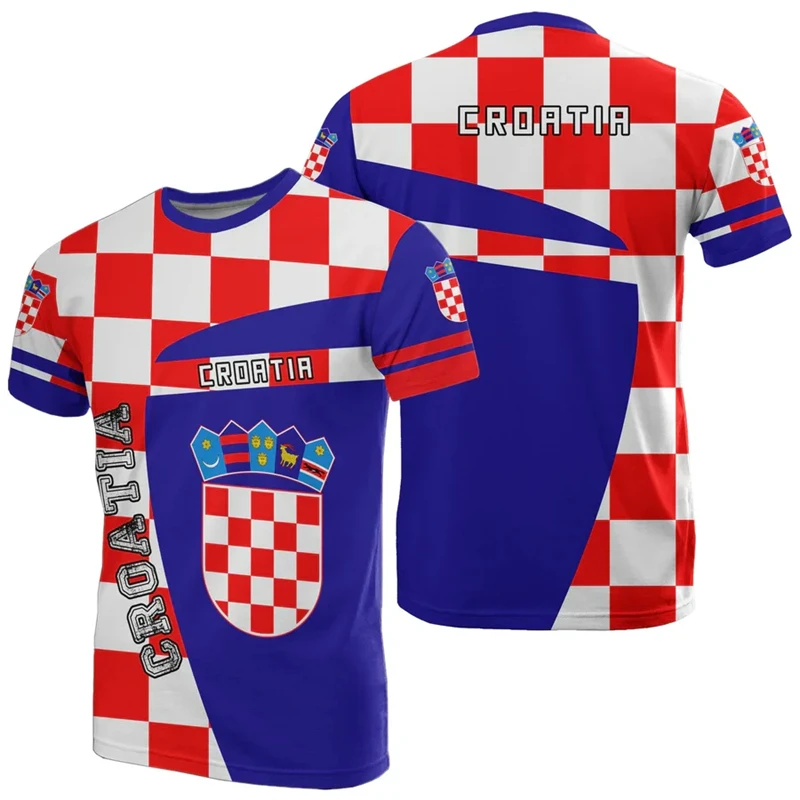 

Футболка мужская с эмблемой флага, Хорватия, с коротким рукавом, с 3D принтом, в стиле Харадзюку, модная уличная одежда в стиле хип-хоп, большие размеры, Детская рубашка