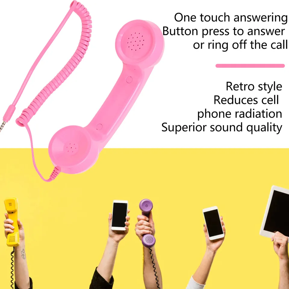 Retro Telephone Receiver Handset Multifunction Radiation Proof Handheld Cell Phone Receiver for Mobile Phones Computers