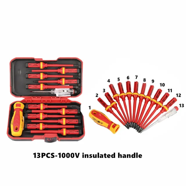 1PC/15PCS 380V/13PCS 1000V Changeable Insulated Screwdriver Set And