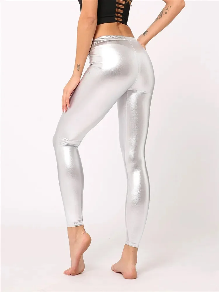 Bright leather nine-point pants high spring silver imitation leather fashion solid color leggings PU leather pants for women Best Sellers In Women's Clothing Bright leather nine-point pants high spring silver imitation leather fashion solid color leggings PU leather pants for women Best Sellers In Women's Clothing