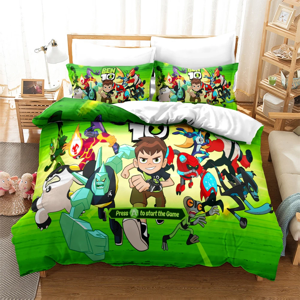3D Cartoon Ben10 Duvet Cover with Pillow Cover Bedding Set  Single Double Twin Full Queen King Size Bed Set for Bedroom Decor 4