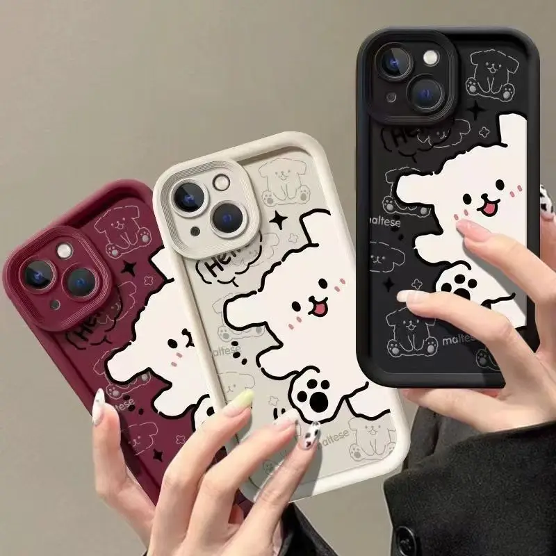 Charming Maltese Dog Cartoon Phone Case Design