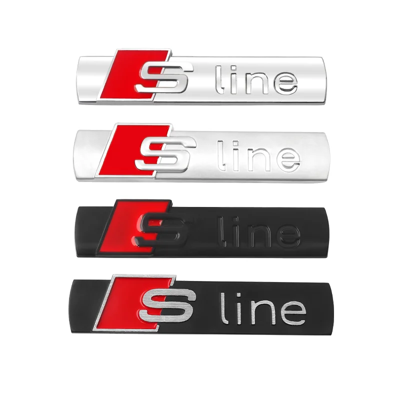 

3D Metal Sticker For Audi Sline Fender Side Label A3 A4 A5 Q3 Q5 Medium Net Label Metal Car Label Tail Label Decoration Sticker