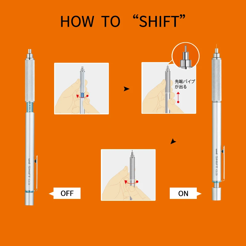Japanese Stationery 1pcs UNI Metal Mechanical Pencil SHIFT 0.3/0.4/0.5/0.7/0.9MM Low Center of Gravity lapiseira profissional 5