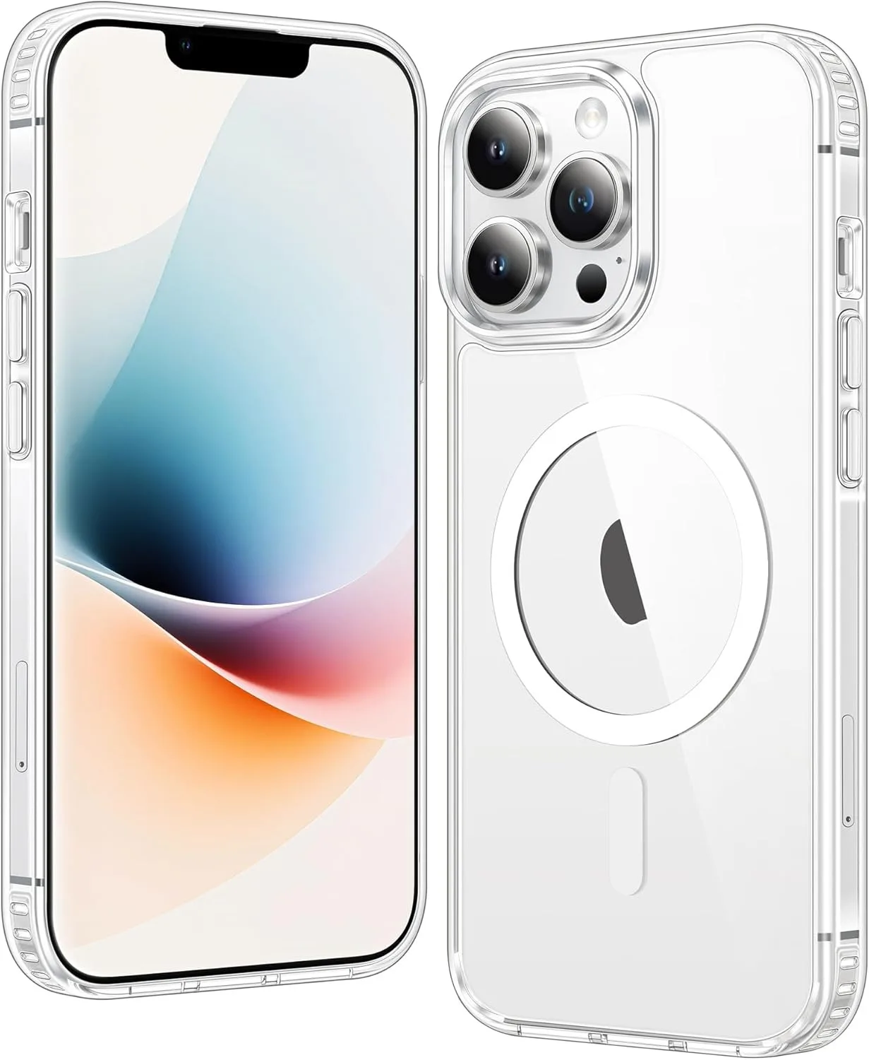 כיסוי דק ושקוף לאייפון 17 16 15 14 11 ProMax עם מגנט אנטי-צהוב |   כיסוי טלפון שקוף בעל עמידות בפני זעזועים 13 12 MINI 17Air