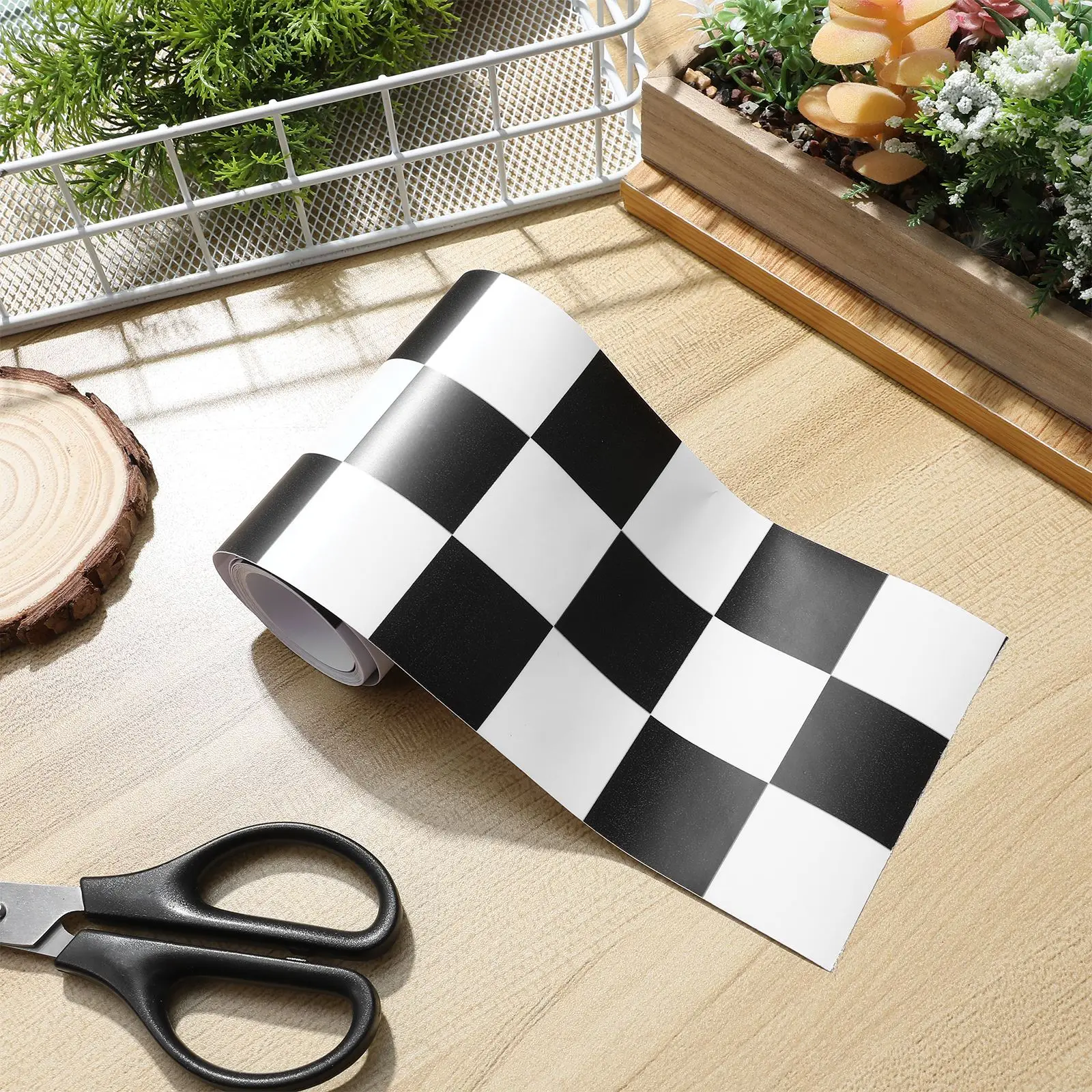 Bulletin Border Sticker 1/2 Roll Checkered Sticker Black Board Border Trim Wall Decal Decor Classroom Chalkboard Board Decor