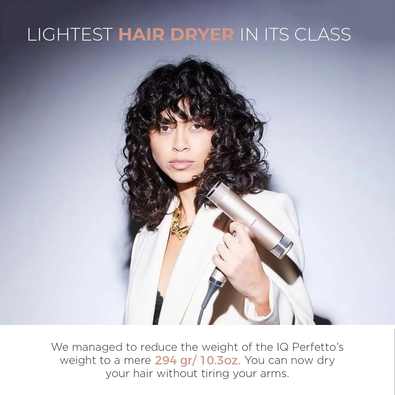 Italy Professional Hair Dryer Rose Gold - IQ Perfetto Lightweight, Powerful Pro Salon Blow with Diffuser & 2 Concentrator N 3