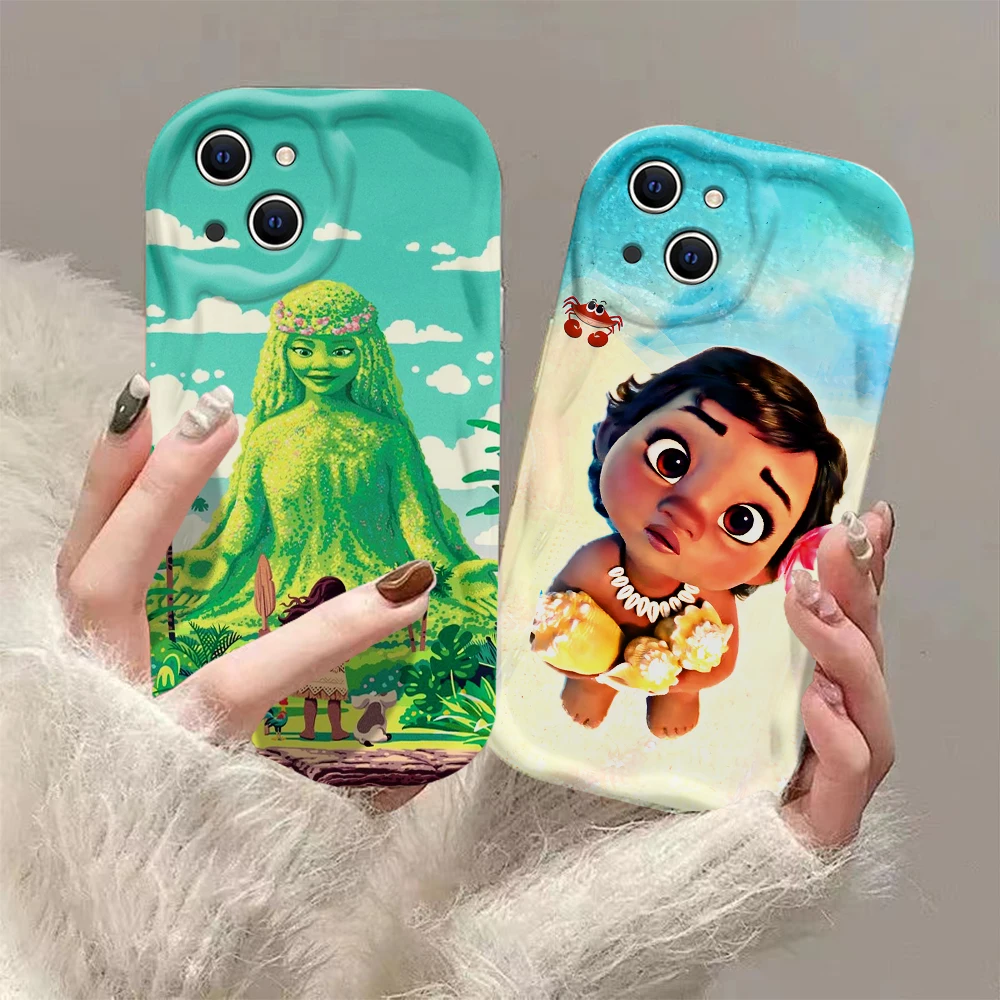 Милый мультяшный чехол Moana с объемными волнами для iPhone 15 14 13 12 11 Pro Max Mini X XR XSMAX 8 7 6S Plus, мягкий силиконовый чехол