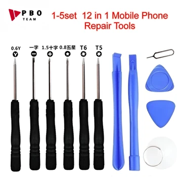 1-5set 12 in 1 strumenti di riparazione del telefono cellulare set di cacciaviti di apertura per iPhone smontare kit di attrezzi manuali strumento di apertura per Samsung