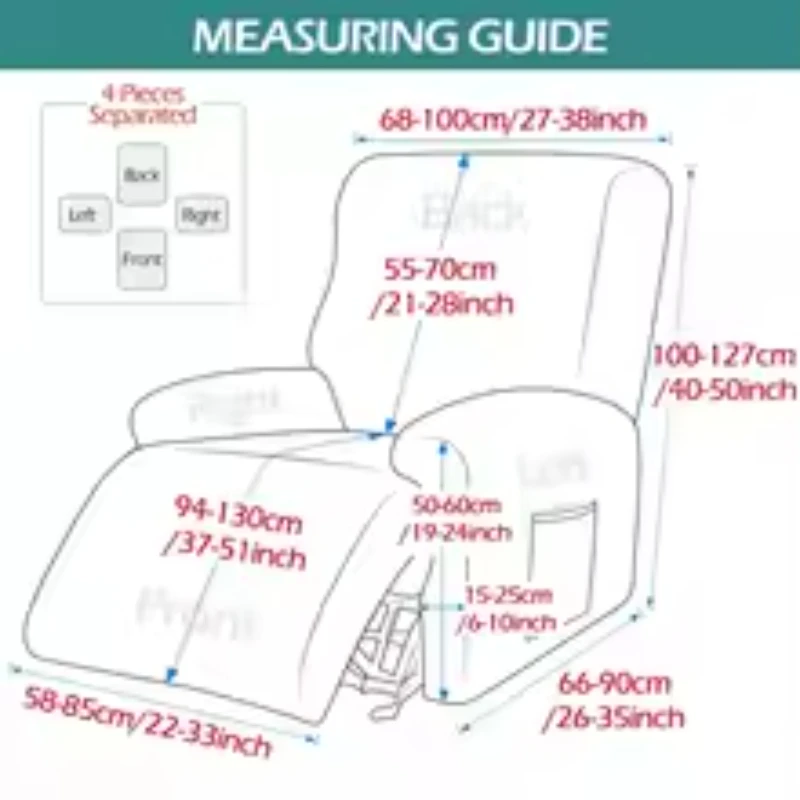 Sofa cover Recliner Sofa Cover Ralax Cover Jacquard Chair Covers Stretch Spandex Couch Slipcovers Non Slip Armchair Slipcovers 4pcs/set