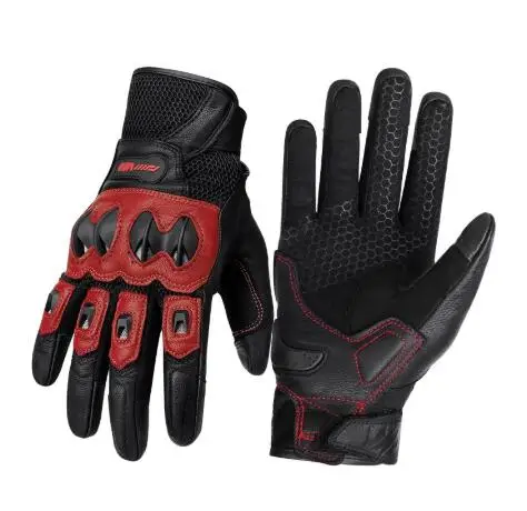 

Motorcycle Gloves Leather Guantes Moto Scooter Motorbike Enduro Off-road ATV UTV Bicycle Cycling Riding Mesh Red Luvas For Men