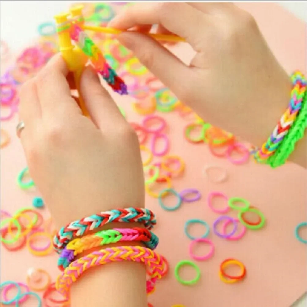 Double Color Rubble Loom Bands Bracelets Girl Gift Elastic Band Weaving Lacing Bracelet Toy Necklace DIY Jewelry Making Accessor