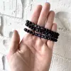 Bracelet de nom de perle noire mate, bracelet extensible de perles noires avec nom, perles de lettre noire, 1 pièce