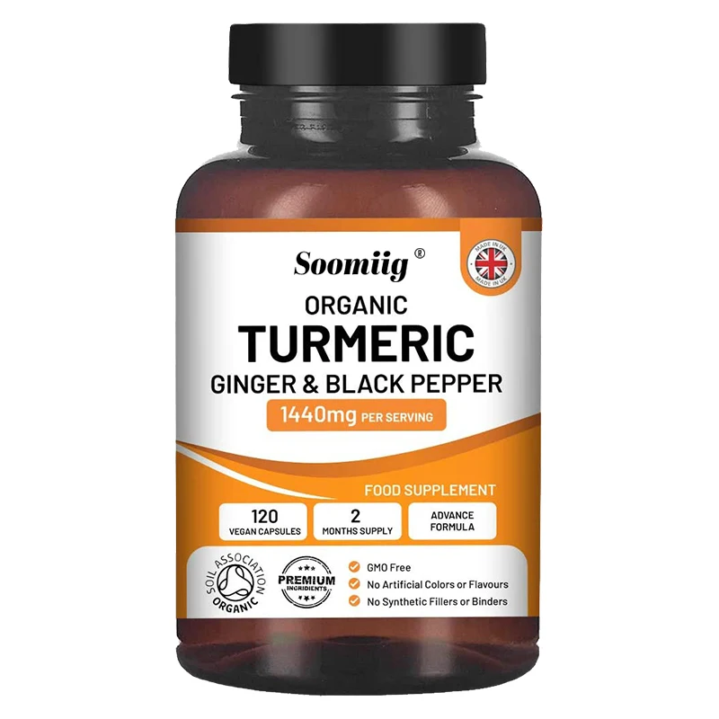 Organic Turmeric Ginger & Black Pepper Blend Capsules Joint Health Supplement Helps Joint Flexibility and Cushioning