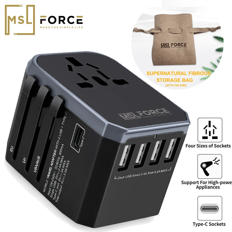 Convertisseur De Prise International 4 Adaptateur De Voyage Universel Usb Adaptateur De Charge
