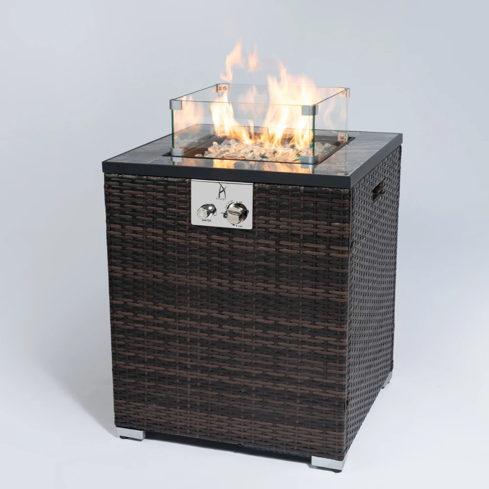 28inch Outdoor Fire Pit Column, Propane Fire Column for Decor Gas Pit Table Garden Corner Table