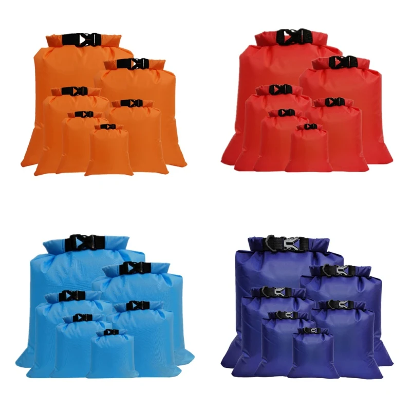 6Pcs Outdoor Bags 1.5/2.5/3/3.5/5/8L Waterproof Dry Bag Durable Tear-Resistant Camping Drifting Hiking Rafting Swimming Bag