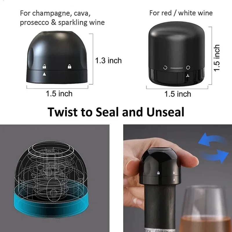 Wine Stopper Wine Stoppers 1/2/3pcs Vacuum Wine Stoppers Reusable Wine Bottle Stoppers Champagne Sealer Cap Set Leak-proof Retain Freshness Plug Tools