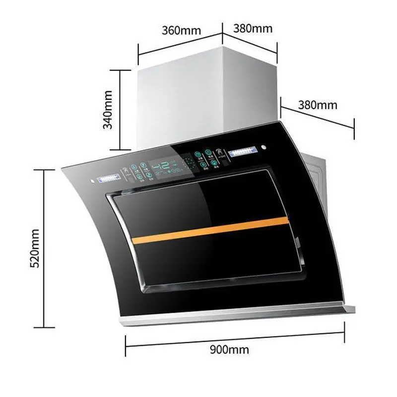 Household Kitchen Range Hood Dual Motor Side Suction Large Suction Range Hood Gas Stove Package