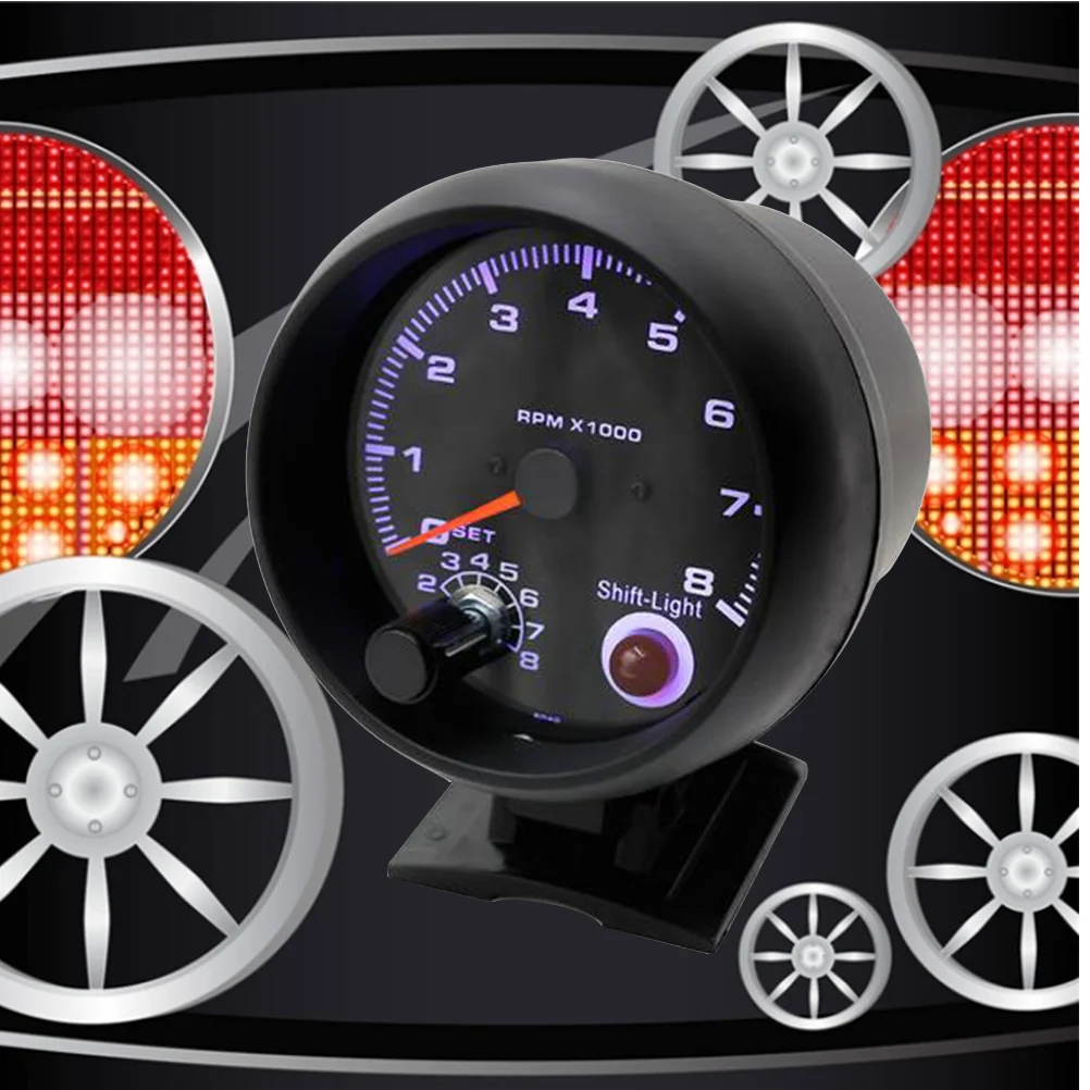 

Car Tachometer Car Gauge 3.75 Inch Turbo Boost Gauge Alarm White Light Universal Meter