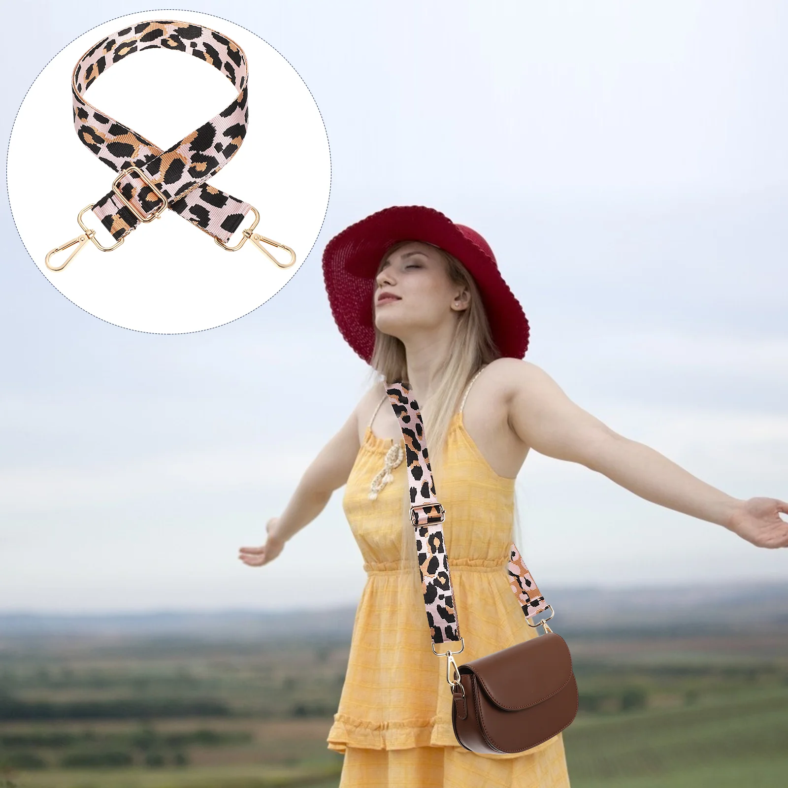 

Leopard Print Adjustable Shoulder Straps Bag Accessory Womens Belts Sling Handbag Nylon Women's Tote