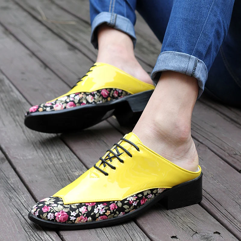 Fashion Printed Men Oxfords Shoes Leather Glitter Mens Deyby Shoes Pointed-Toe Lace-up Mens Casual Leather Shoes Zapatos Hombres