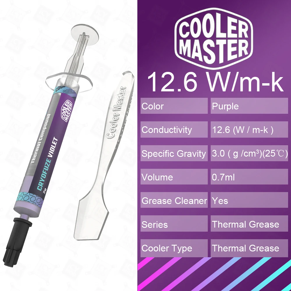Cooler Master Paste12.6w Térmica mk Computador Dissipação de Calor Pasta Roxa Graxa Térmica para pc Portátil Gpu Cpu Dissipação de Calor Gabinete Gamer