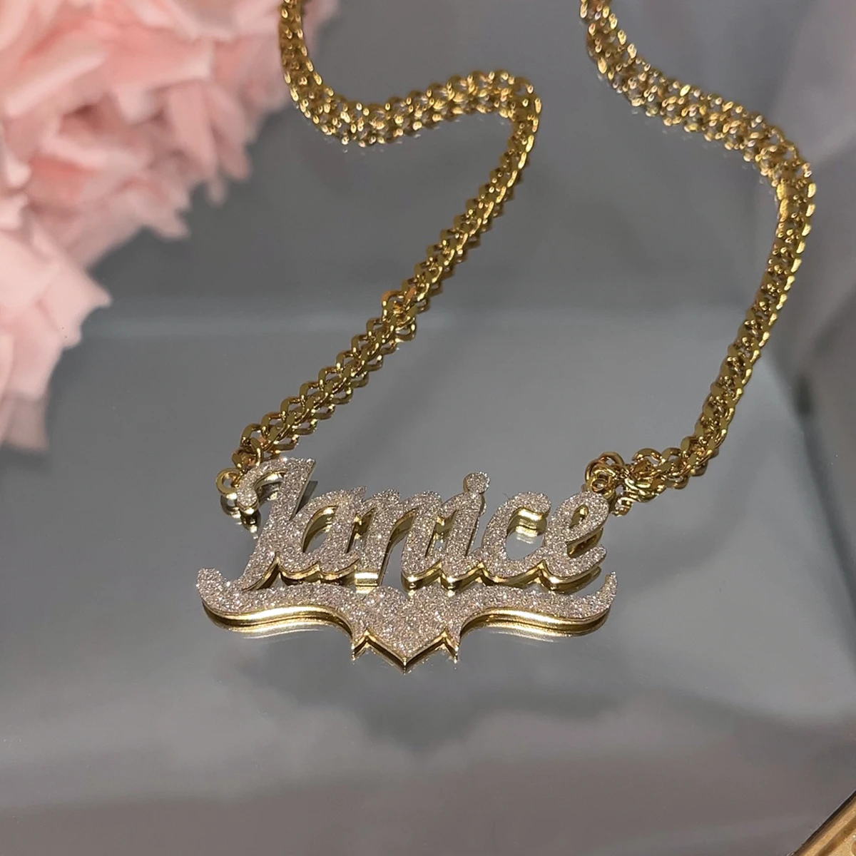 Personalized Name Necklace Custom Bling Name Necklaces Gold