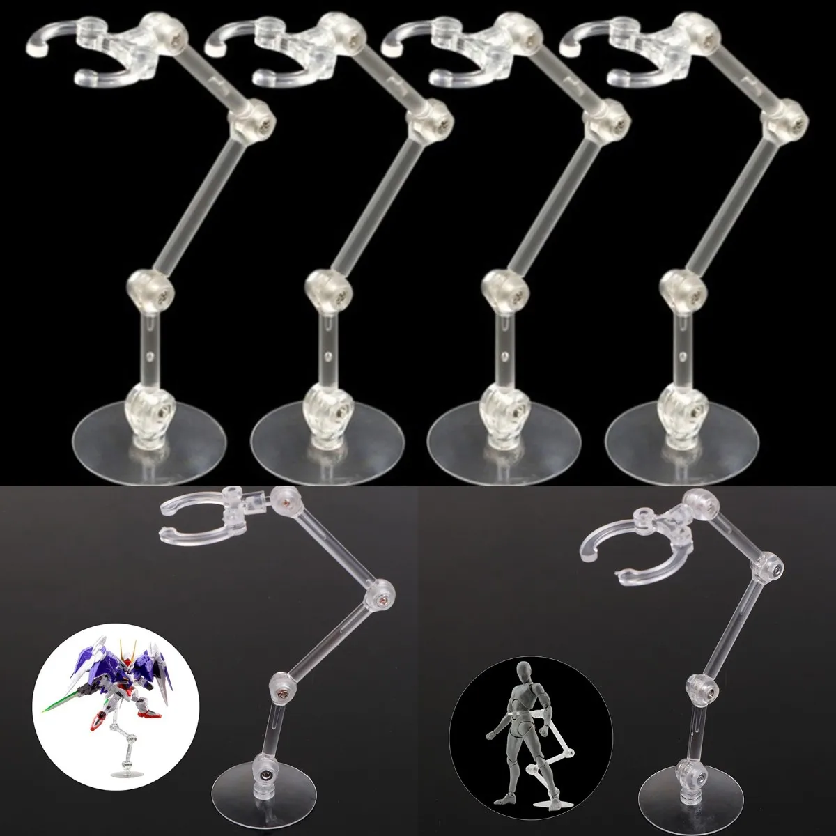 1/4PCS Transparent Doll Stands Figure Display Bracket Action Base For 1/144 SHF Robot Model Figuart Doll Model Display Stand