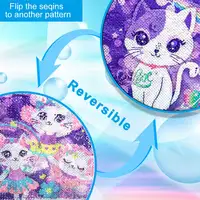 3PCS Rolling Backpack for Girls Kids Roller Wheels Bookbag with Lunch Bag Purple Cat Pattern Design Glow-in-the-Dark Function 5