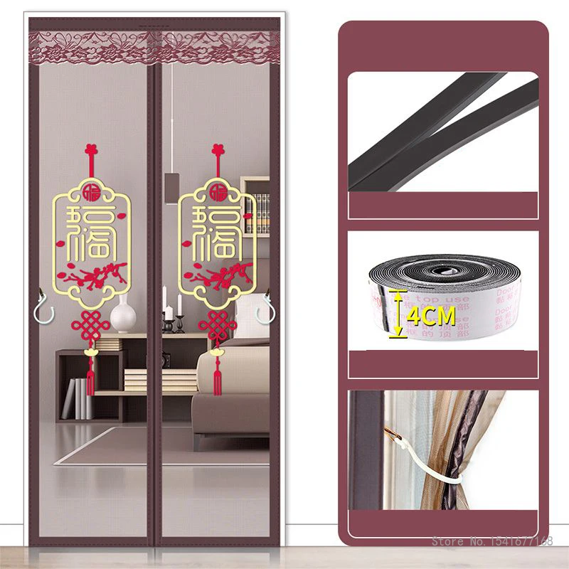 Summer Magnetic Screen Door Curtain, Anti Mosquito Net Insect Fly Bug Curtains Automatic Closing Mesh Anti Mosquito Door Curtain