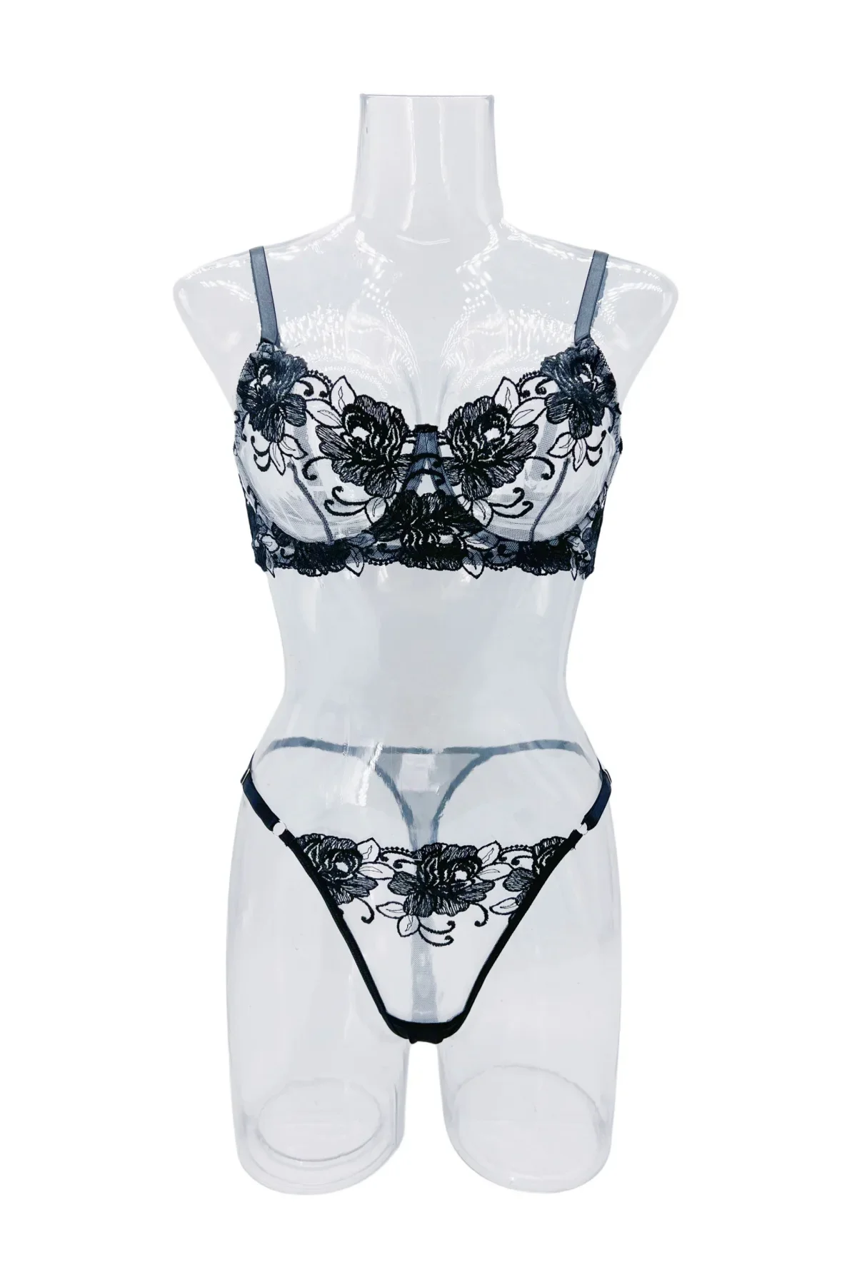 Flower Mesh Embroidery Lingerie Set 22