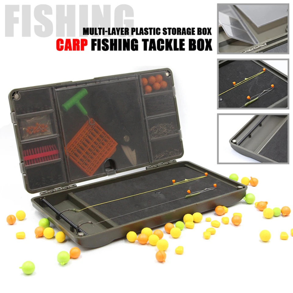Portable Fishing Rig Board Box 8 Slot Plastic Carp Fishing Storage  Organizer Swivels Hooks Case Fishing Accessories