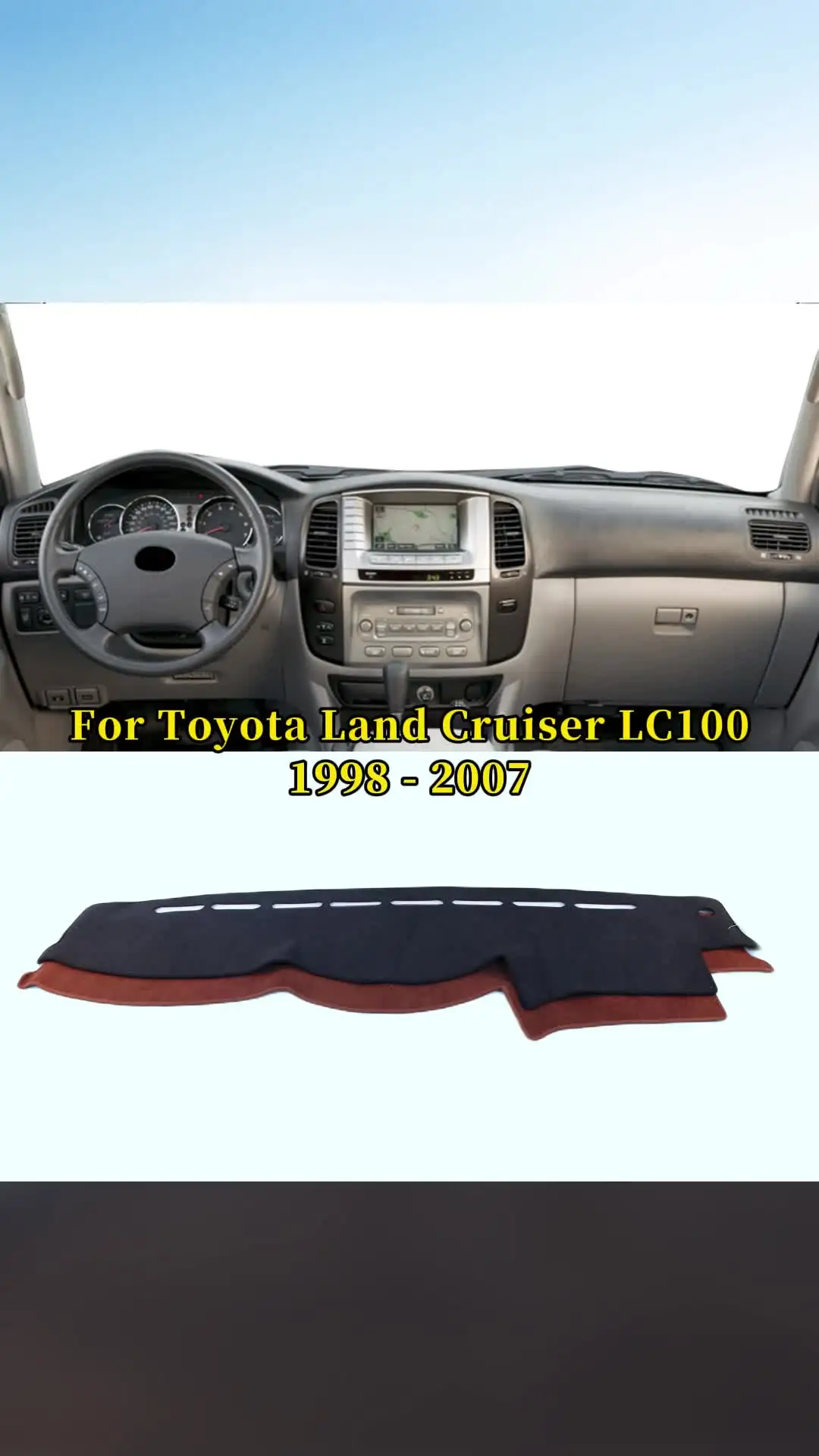 YAMKNICE Compatible with Toyota Land Cruiser Prado J120 2003-2009 Car Dashboard Cover, Non-Slip Mat, Anti-UV Dashboard, Sun Protection