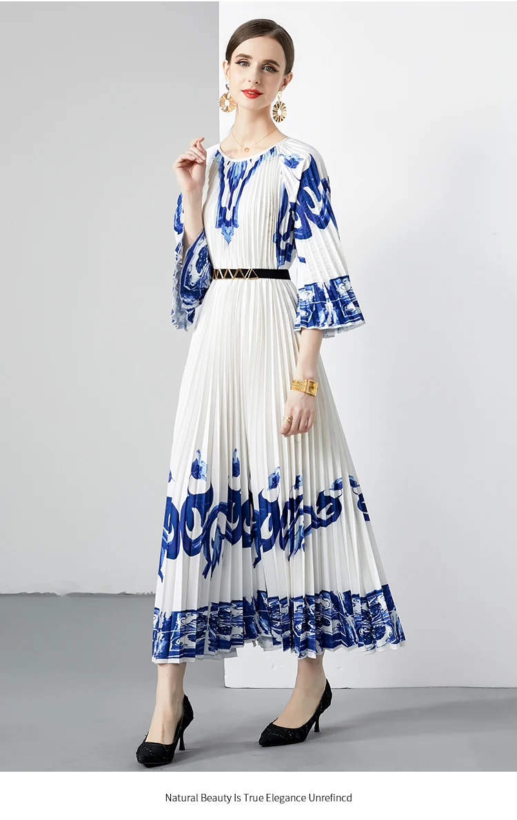 فستان نسائي طويل صيفي جديد من Miyake