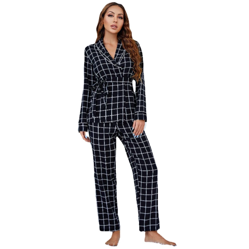 

Women's Warm Pajamas Elegant Clothing Set Home Clothes Cute Family Wear Autumn 2022 Couple's England Plaid Pyjamas Fall Outfits