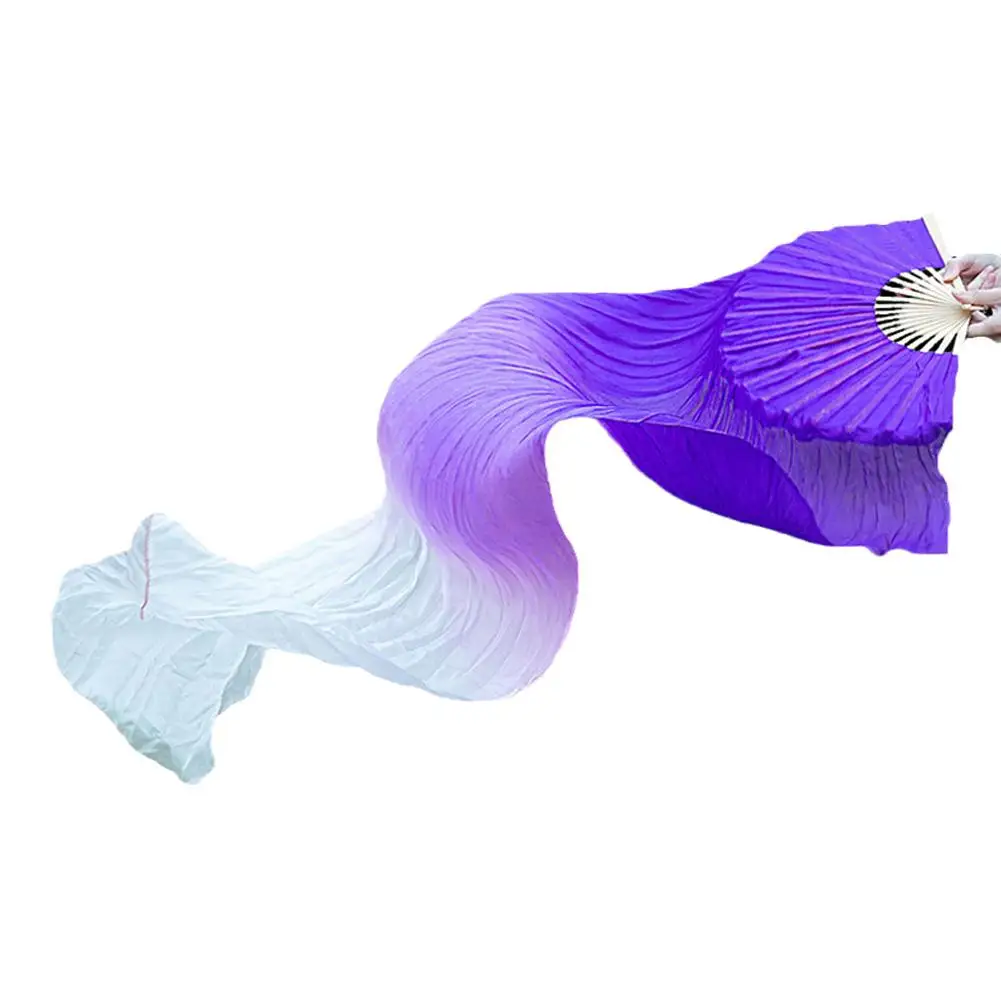 150cm Length Ms.Belly Dancing Fan Gradient Long Color Fans Practice Dancer Props Fan Chinese Silk Dance Imitation hand fan silk fans