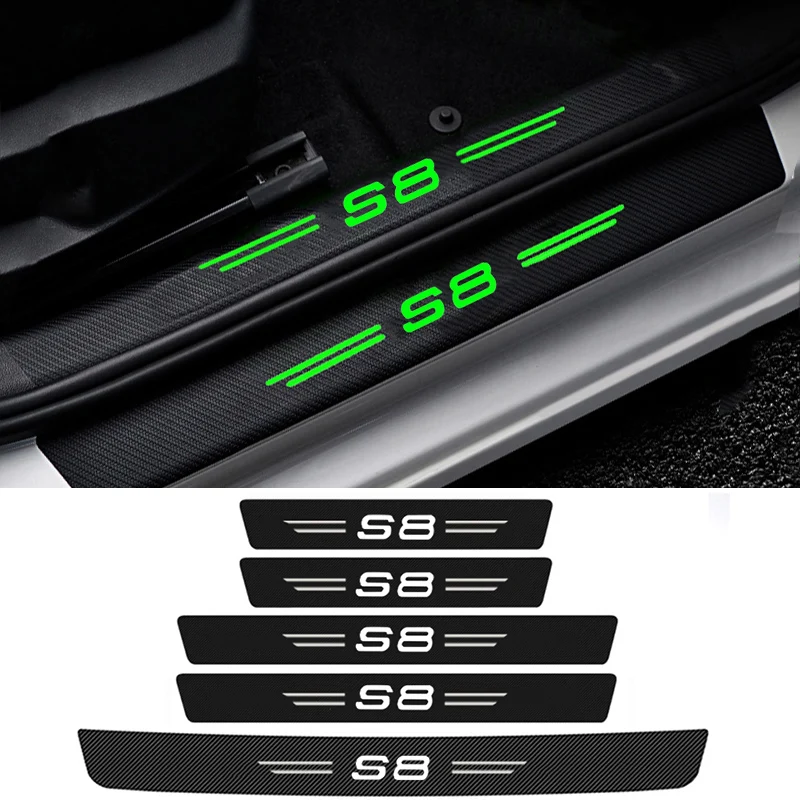 Nastro Soglia Incandescente Adesivi Protettivi Per Davanzale Della Portiera Dell'Auto Per Audi S8 Logo Sq5 Tt Strisce Luminose Per Paraurti Della Port