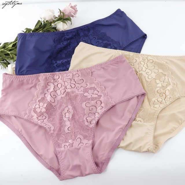 Plus Size Women Panties Sexy Lace Comfortable High Waist Milk Silk Panties  for Women Underwear Ladies Briefs of Large Size XXXL