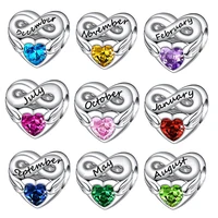 Charms 925 Silver Fits Original 3mm 925 Womens Bracelet Month Birthstone Charm Beads Set Pendant DIY Fine Jewelry Gift Hot Sale