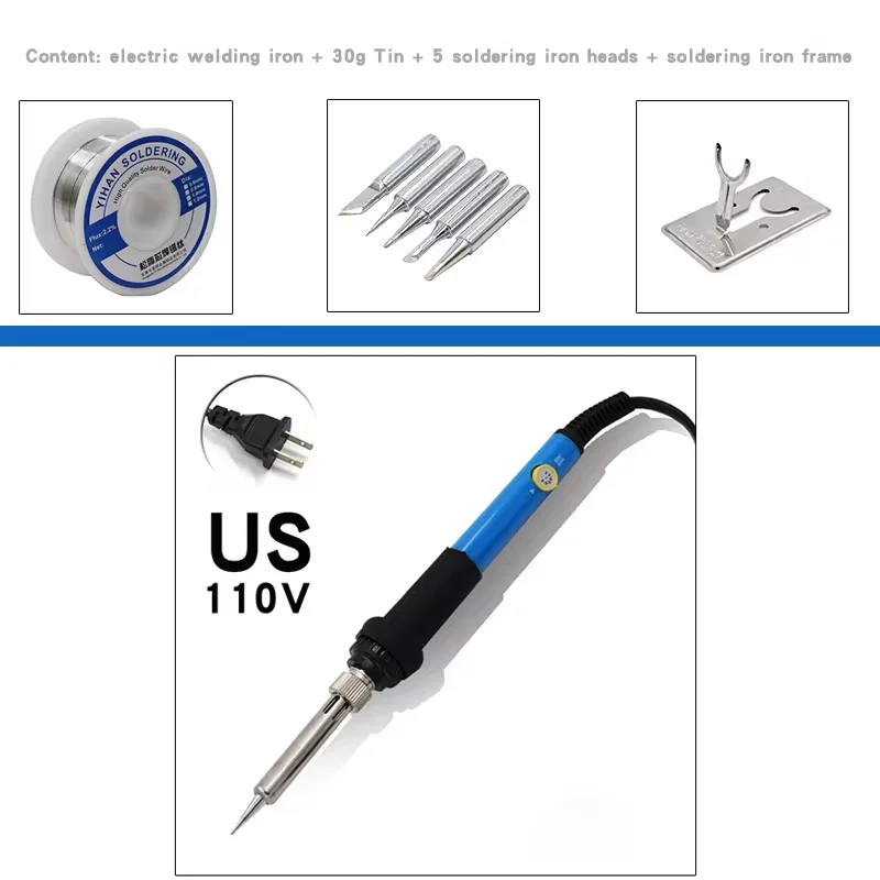 Electric Soldering Iron Soldering Iron 60W EU/US/UK Plug Temperature Adjustment Household Electronic Welding Repair Tool