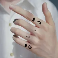 10pcs Waterproof Temporary Tattoo Sticker Love Emoticon Moon Sun Lines Skull Planet Tatto Wrist Fake Tattoos Body Art Women Men 2