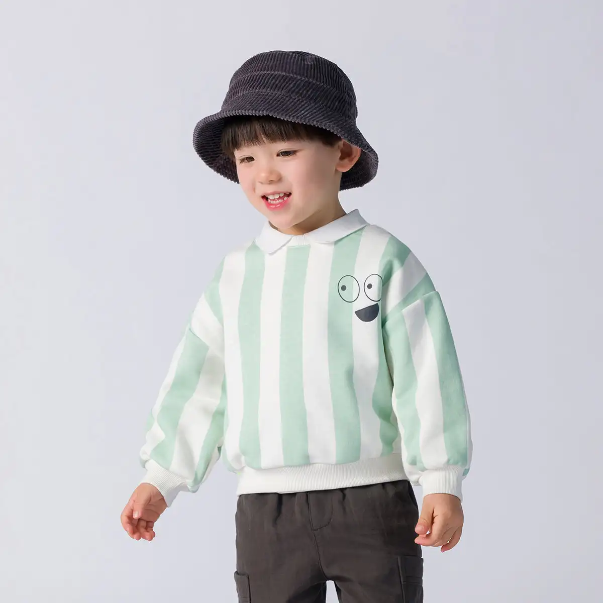 

MARC&JANIE Boys Spring Contrasting Stripes Loose Lapels Sweatshirts Spring Autumn Casual Baby Boys Sweatshirt 230102