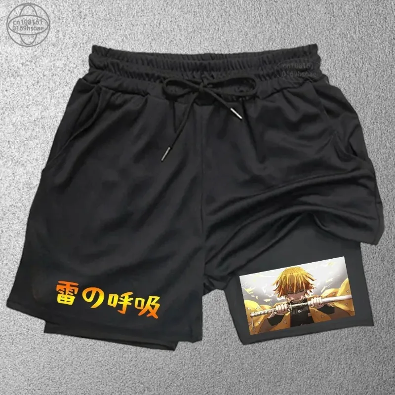 Trendy Printed Sports Shorts Men'Fitness 2in1 Shorts Double-layer Beach Pants Outdoor Training Running Shorts SweatpantsWorkout 4