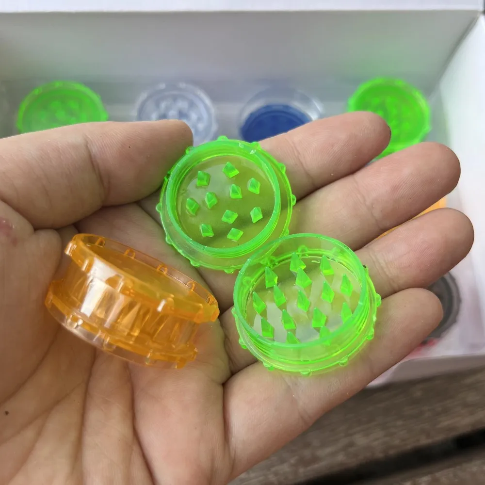 Herb Grinder Tobacco Grinder Manual Spice Grinder 48Pcs/Pack 35MM 2Layers Plastic Pepper Mill Spice Crusher Hand Muller Smoking Grinder Mixed Color