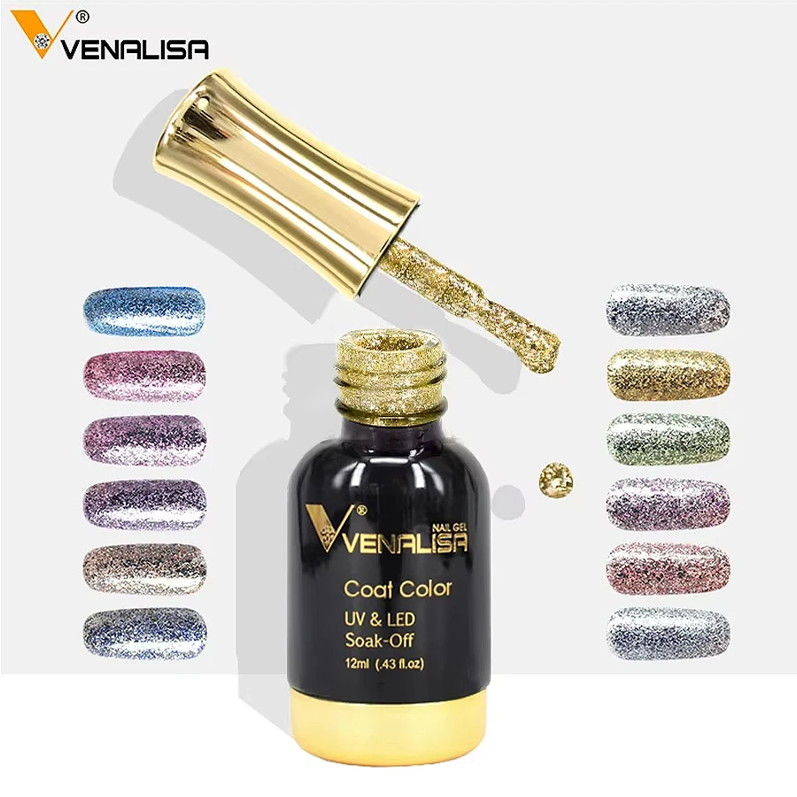 Venalisa 12 ml Platin-Gel-Nagellack mit Schimmer-Effekt, Soak-Off UV- und LED-Nagelgel aus Chromfolie – Detail 4